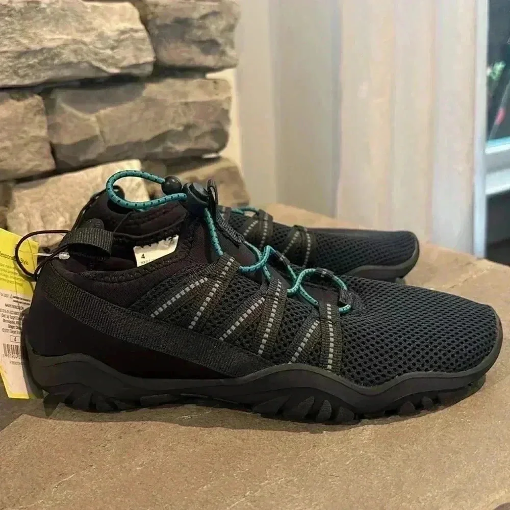 All In Motion Water shoes, mesh upper,bungee cord tie, pull tab,rugged sole
